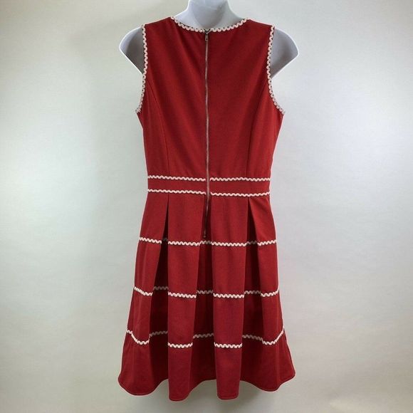 Altar'd State Red White Rik Rak Trim A-Line Sleeve - Picture 4 of 7